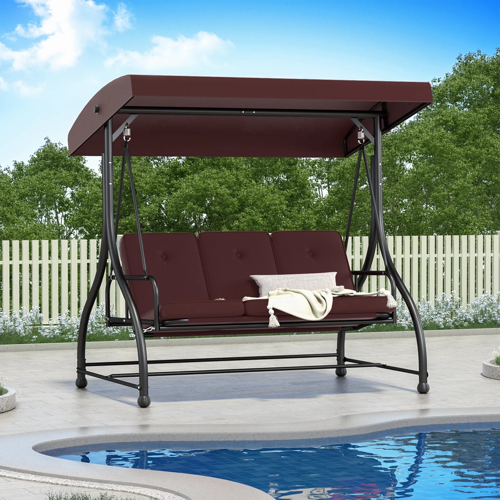 Outdoor Seating 3 Person Porch Swing Chair Gazebo