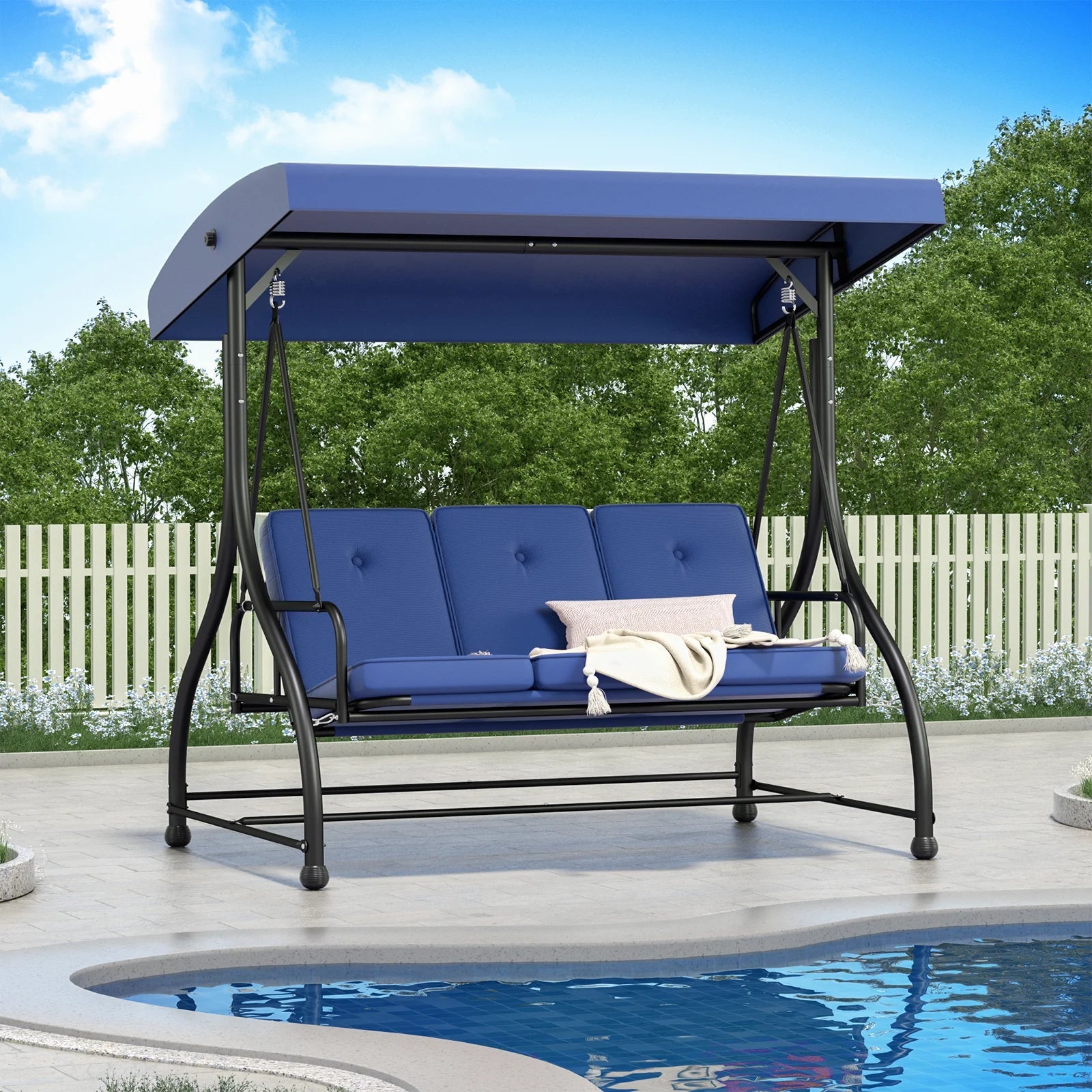 Outdoor Seating 3 Person Porch Swing Chair Gazebo