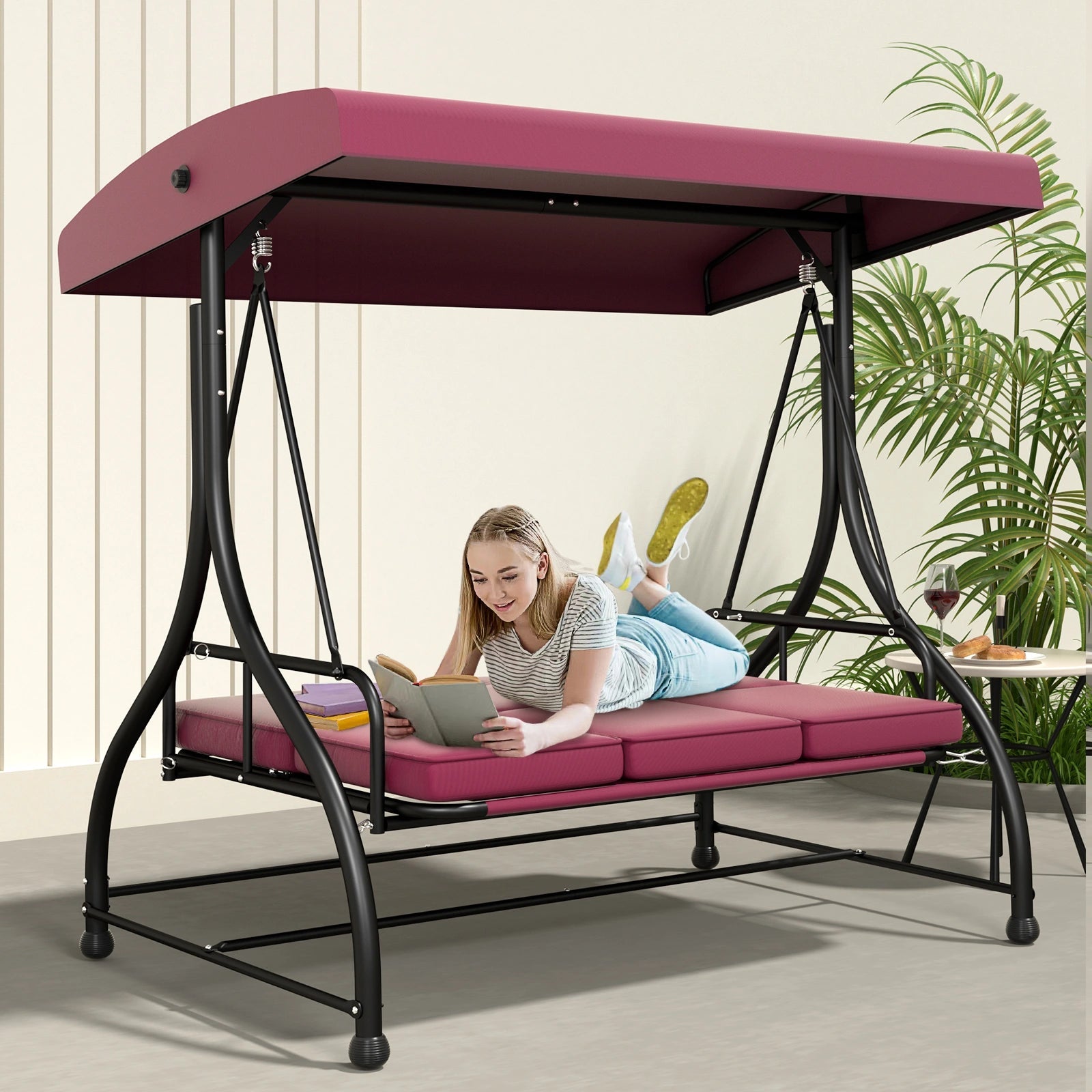 Outdoor Seating 3 Person Porch Swing Chair Gazebo